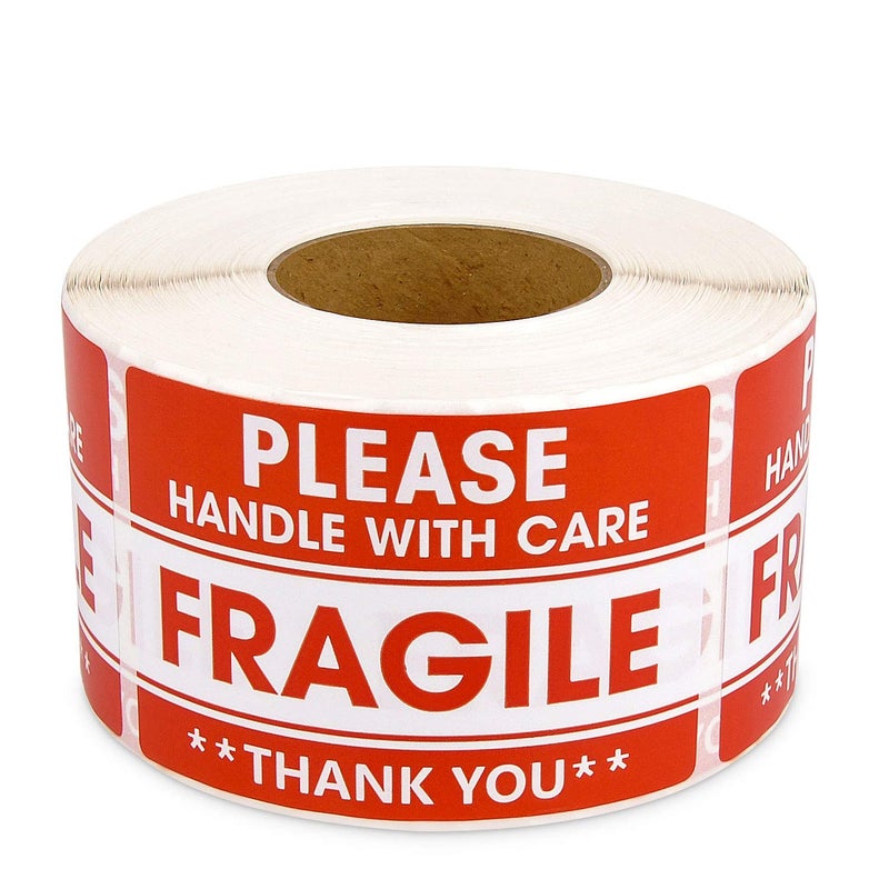 Methdic 2"x 3" Fragile Stickers 500 Labels Per Roll Strong Adhesive (Handle with Care,Do Not Drop,Thank You) Labels for Shipping and Moving - Image 1